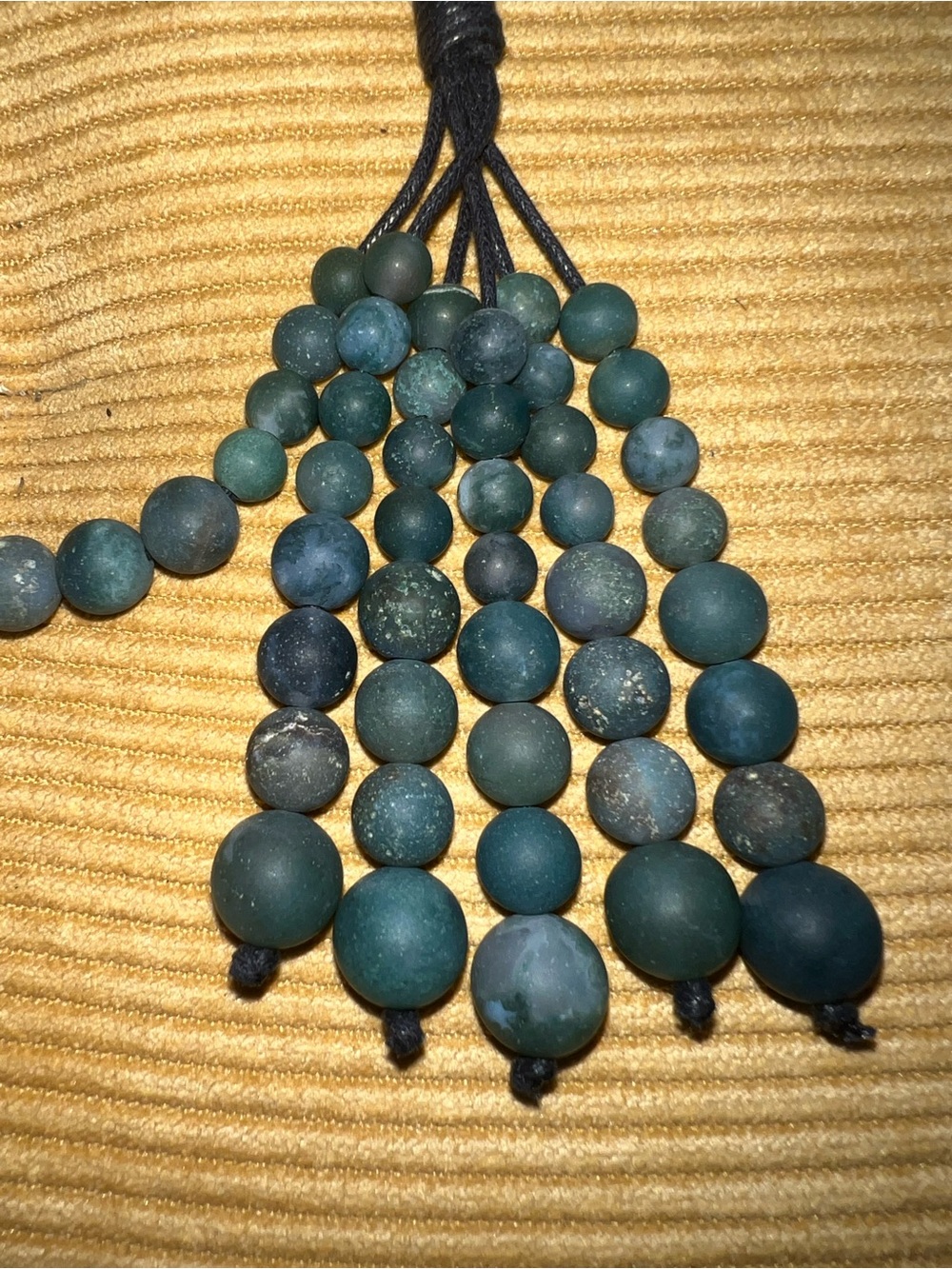 Matte Green Agate Bead Tassel Necklace - Women Jewelry